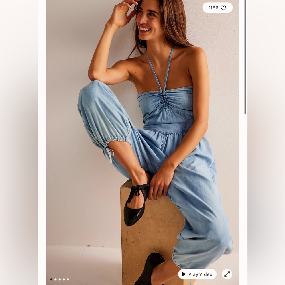 We The Free Light Blue Jumpsuit, Medium